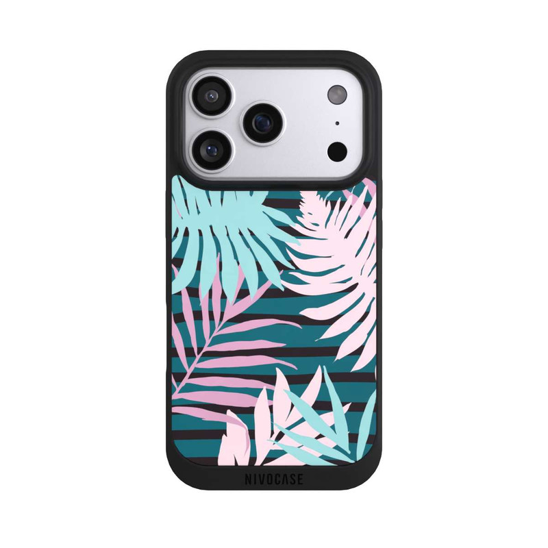 iPhone 17 Pro NIVOpure Pastell-Dschungelblätter rosa blaugrün