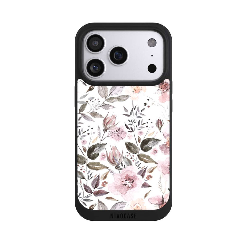 iPhone 17 Pro NIVOpure Aquarelle Fleurs Roses Brunes