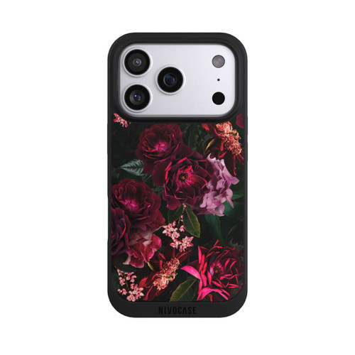 Apple iPhone 17 Pro NIVOpure Dunkelrote und rosa Blüten