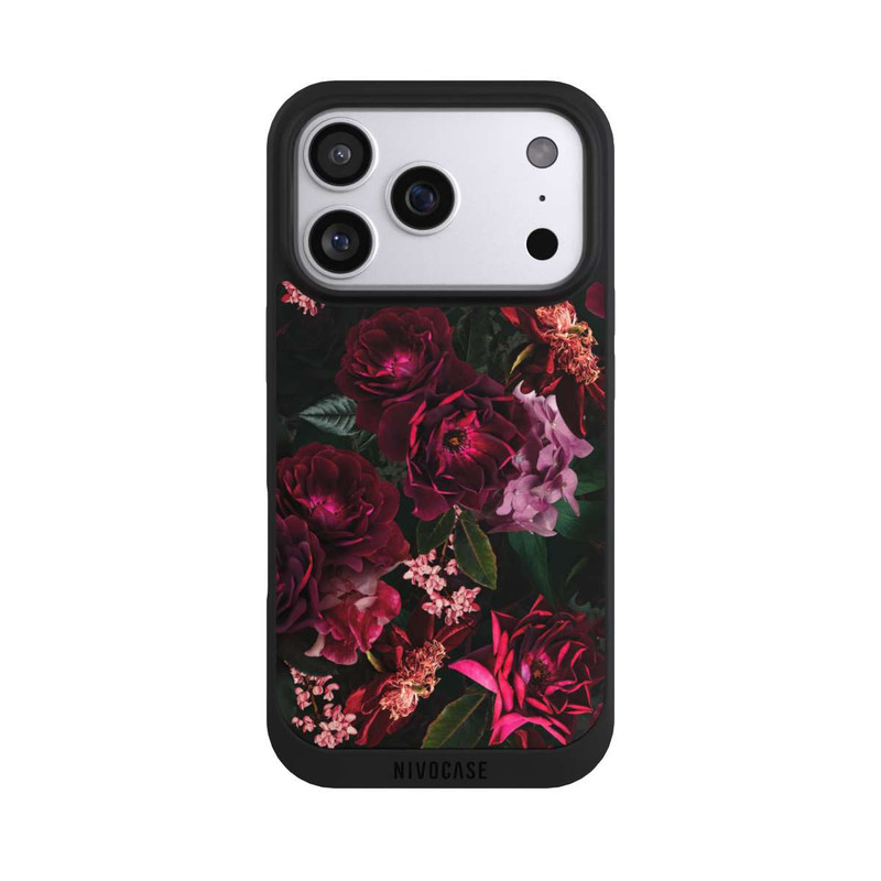 iPhone 17 Pro NIVOpure Fleurs rouge foncé et roses