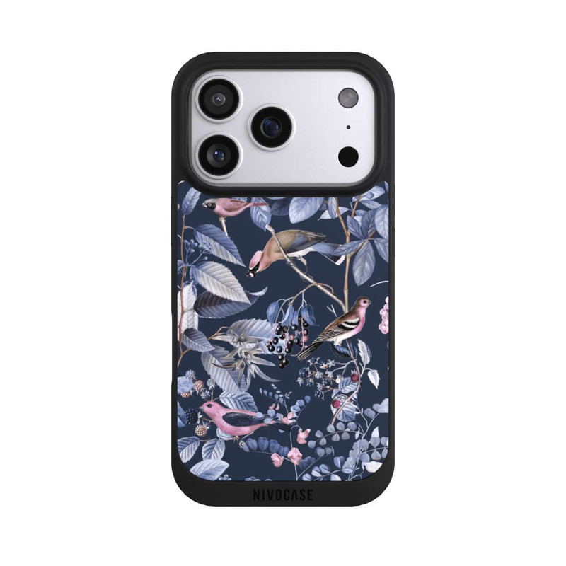 iPhone 17 Pro NIVOpure Vögel und Beeren blau