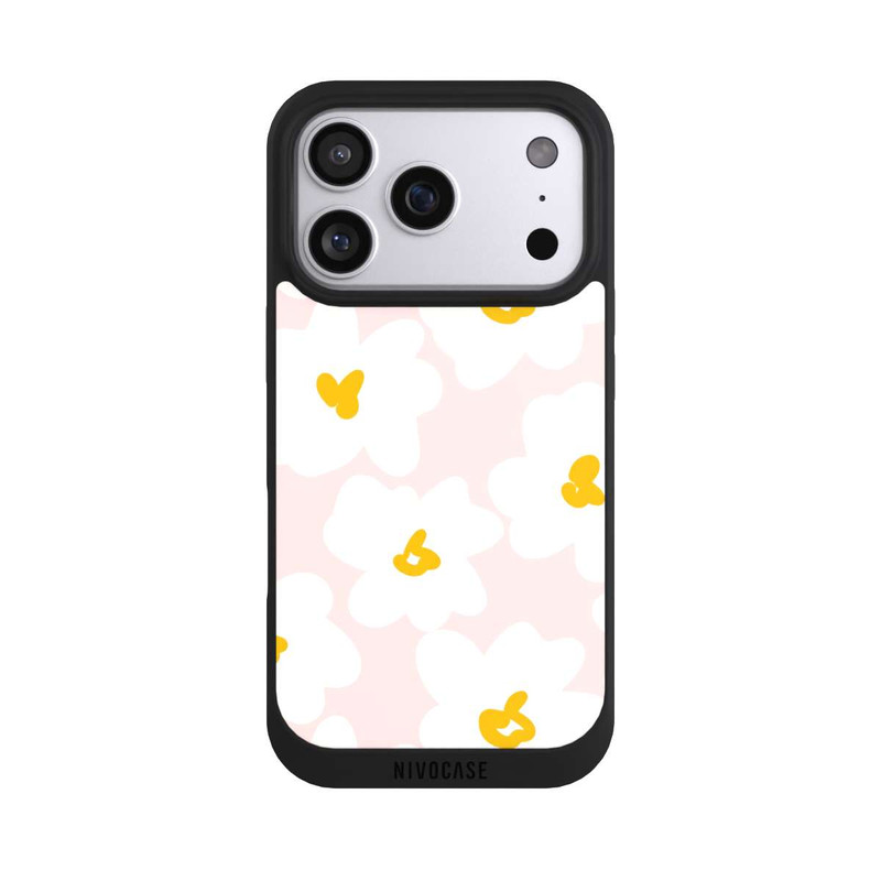 iPhone 17 Pro NIVOpure Retro Blumenwand Gänseblümchen Aprikose