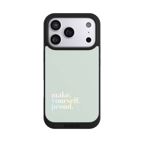 Apple iPhone 17 Pro NIVOpure Make Yourself Proud Zitat-Minze und Farbverlauf