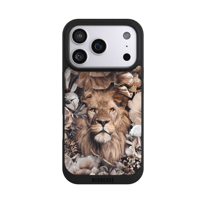 iPhone 17 Pro NIVOpure Löwe Blumenrahmen Beige