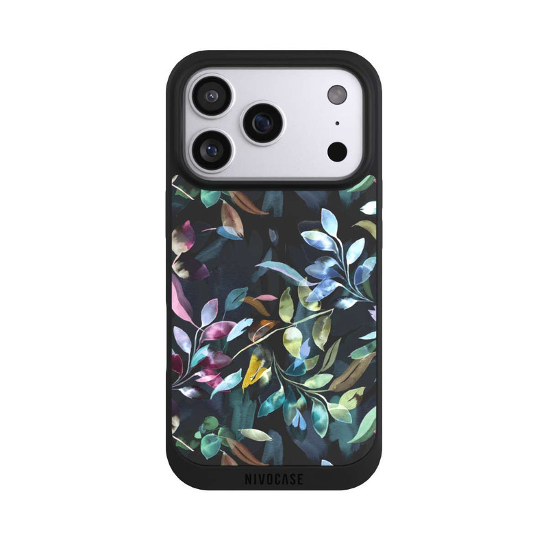 iPhone 17 Pro NIVOpure Aquarelle Feuilles Mystiques Noir