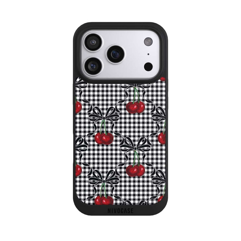 iPhone 17 Pro NIVOpure Kirschen Muster Schwarz