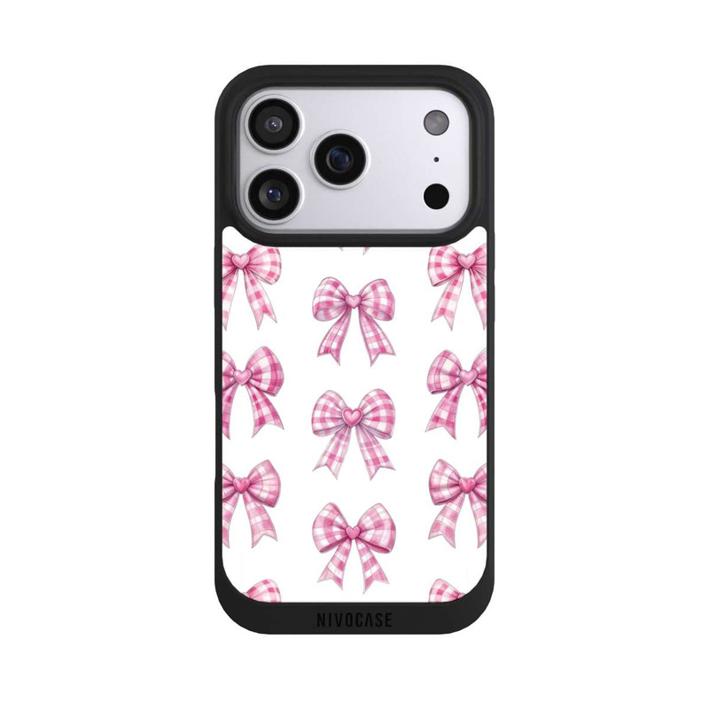 iPhone 17 Pro NIVOpure Pink Gingham Hearts and Bows