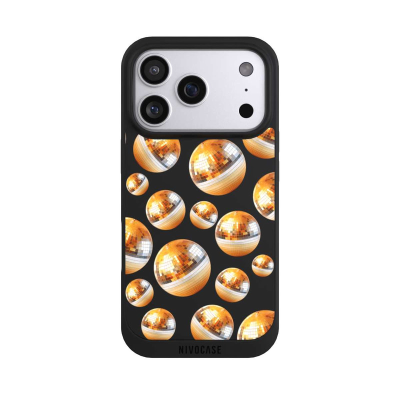iPhone 17 Pro NIVOpure Discokugel Party Gold Orange Transparent mit KI
