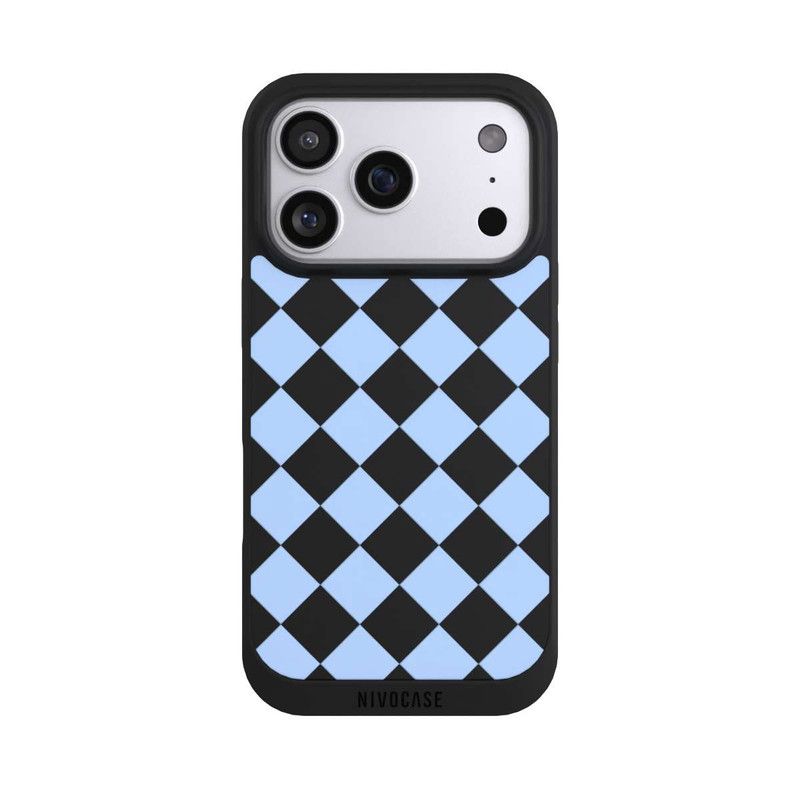 iPhone 17 Pro NIVOpure Checked Pattern Light Blue without Background