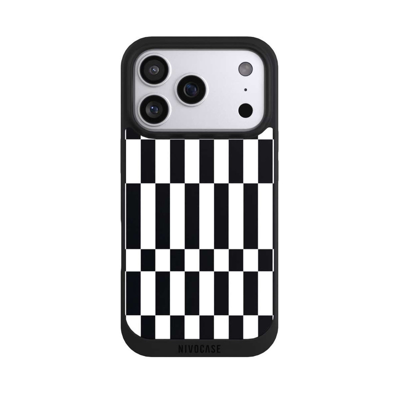 iPhone 17 Pro NIVOpure Checked Abstract Bold Black and White Color Block