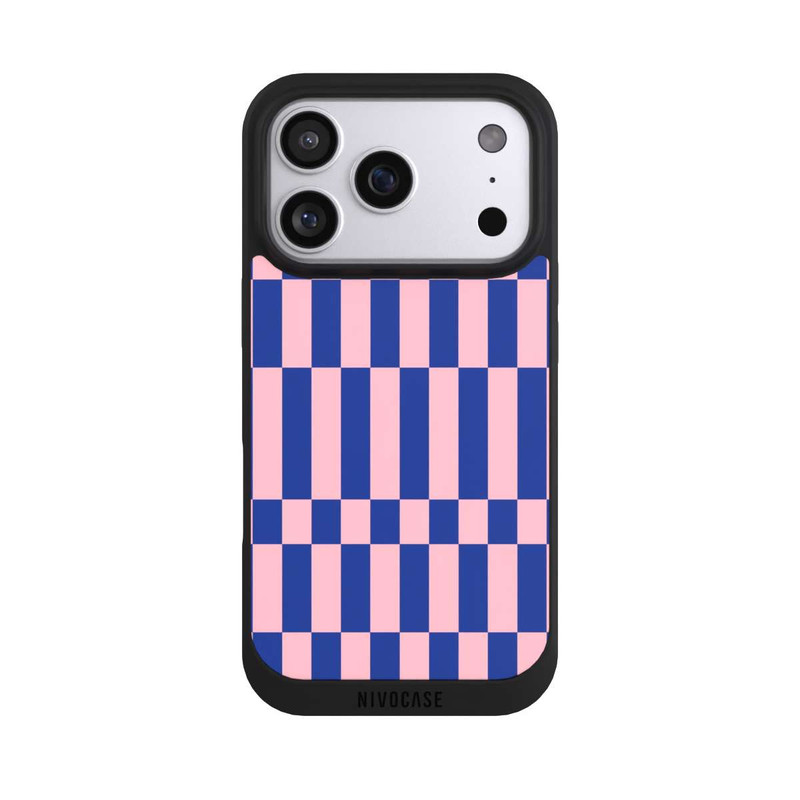 iPhone 17 Pro NIVOpure Checked Abstract Bold Electric Blue and Pink Color Block