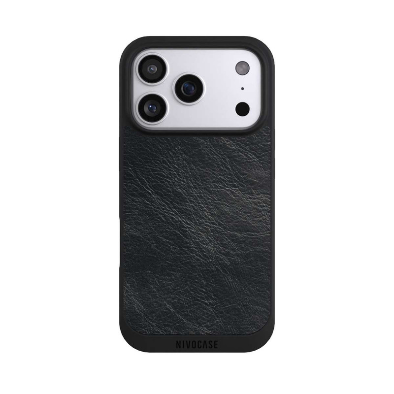 iPhone 17 Pro NIVOpure Schwarzer Lederlook Hintergrund