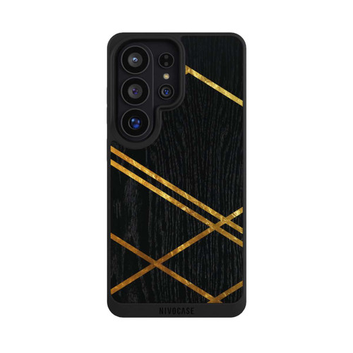 Samsung Galaxy S26 Ultra NIVOpure Schwarzes geometrisches Muster Goldene Streifen