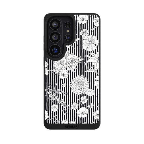 Samsung Galaxy S26 Ultra NIVOpure Blumen und Streifen Schwarz und Weiß