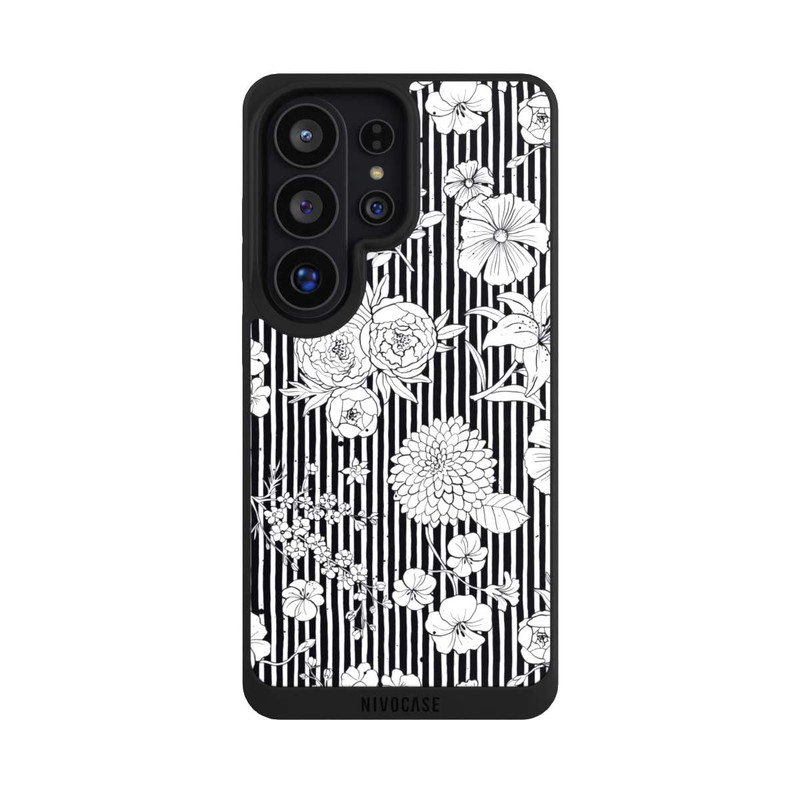Galaxy S26 Ultra NIVOpure Blumen und Streifen Schwarz und Weiß