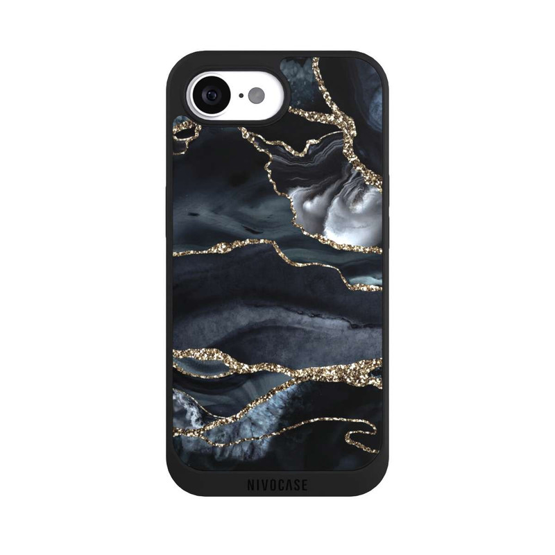 iPhone 17e NIVOpure Dark Marble Gold Glitter Look