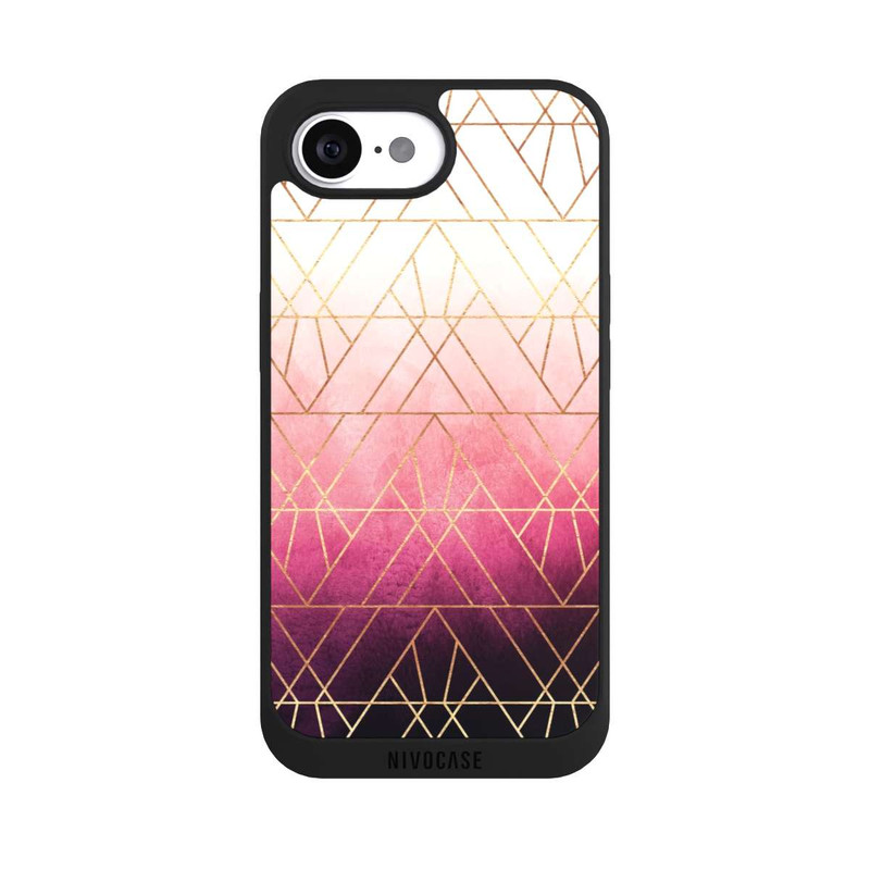 iPhone 17e NIVOpure Pink Ombre Dreiecke Golddruck
