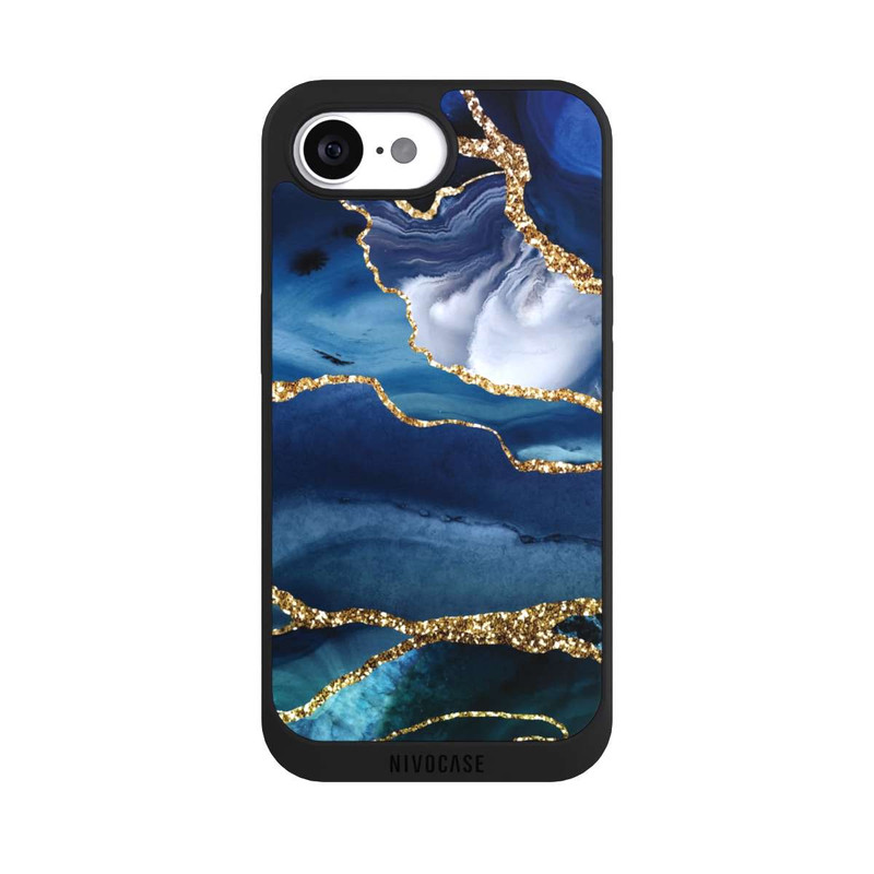 iPhone 17e NIVOpure  Blauer Marmor Gold Glitzer Look