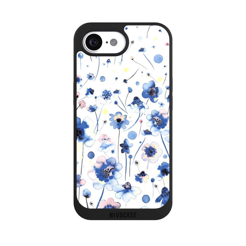 iPhone 17e NIVOpure Watercolor Ink Blue Flowers