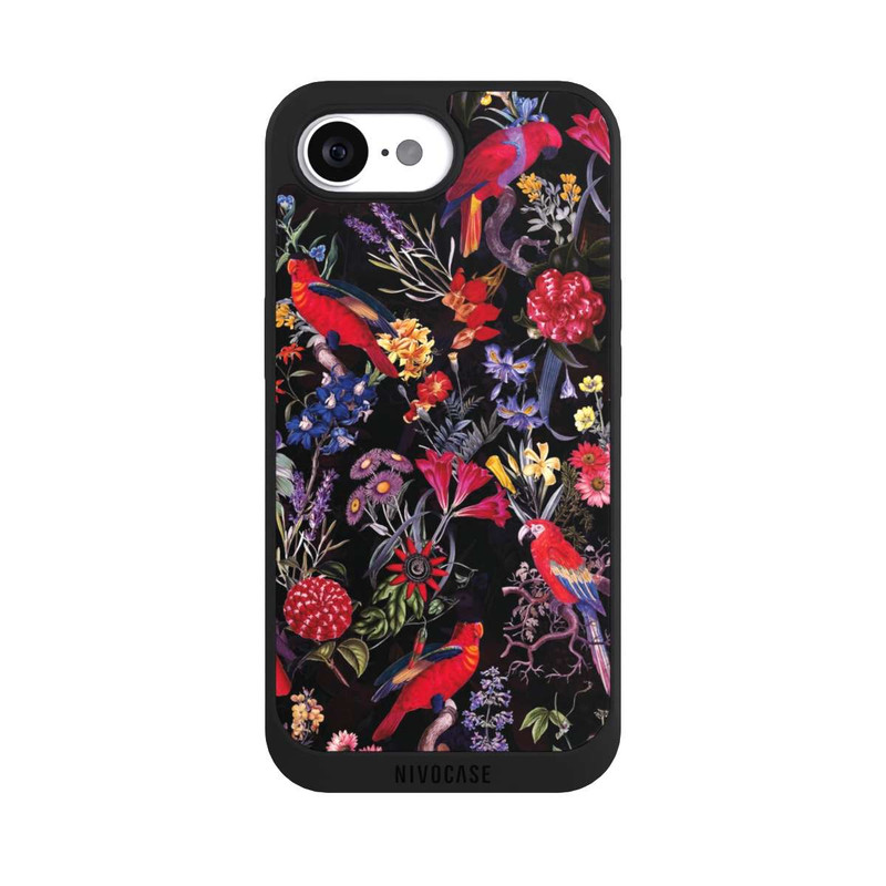 iPhone 17e NIVOpure Fleurs sombres et perroquets