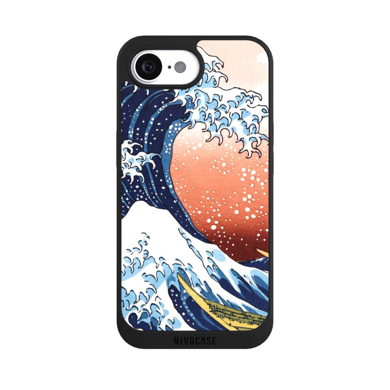 iPhone 17e NIVOpure Kanagawa Welle Mit Rotem Hintergrund