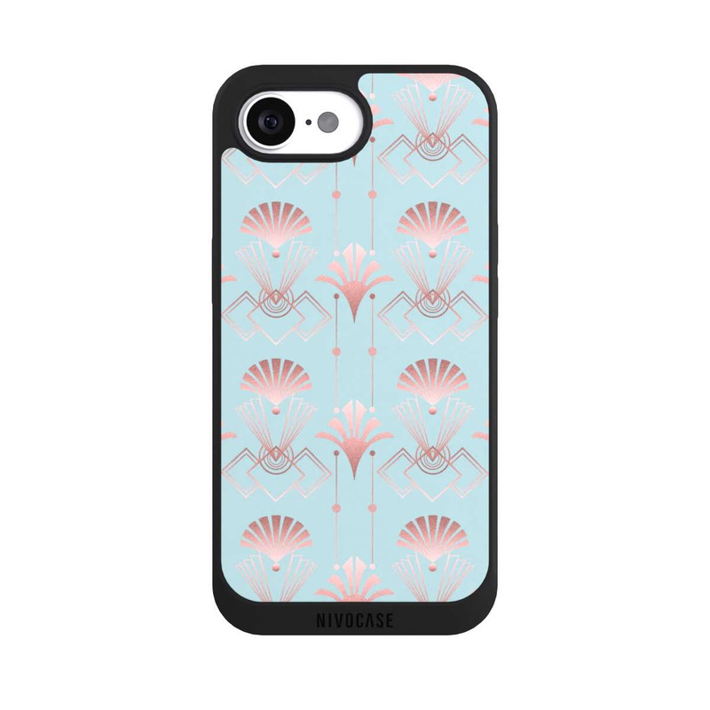 iPhone 17e NIVOpure Art Deco Rose Gold Elegance Blue