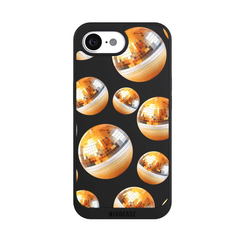 iPhone 17e NIVOpure Discokugel Party Gold Orange Transparent mit KI