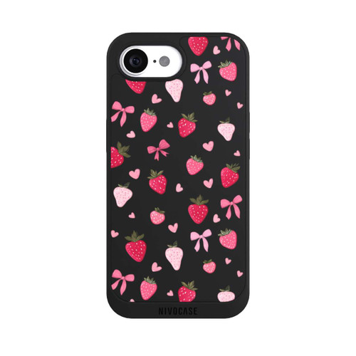 Apple iPhone 17e NIVOpure Erdbeer Herz Schleifen Pink Muster Transparent