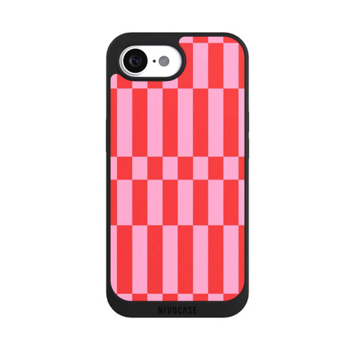 Apple iPhone 17e NIVOpure Checked Abstract Bold Coral Red and Pink Color Block