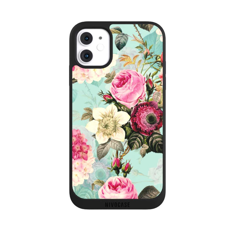 iPhone 11 NIVOpure Türkisfarbene Rosentapete