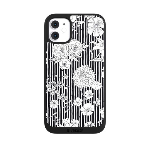 Apple iPhone 11 NIVOpure Blumen und Streifen Schwarz und Weiß