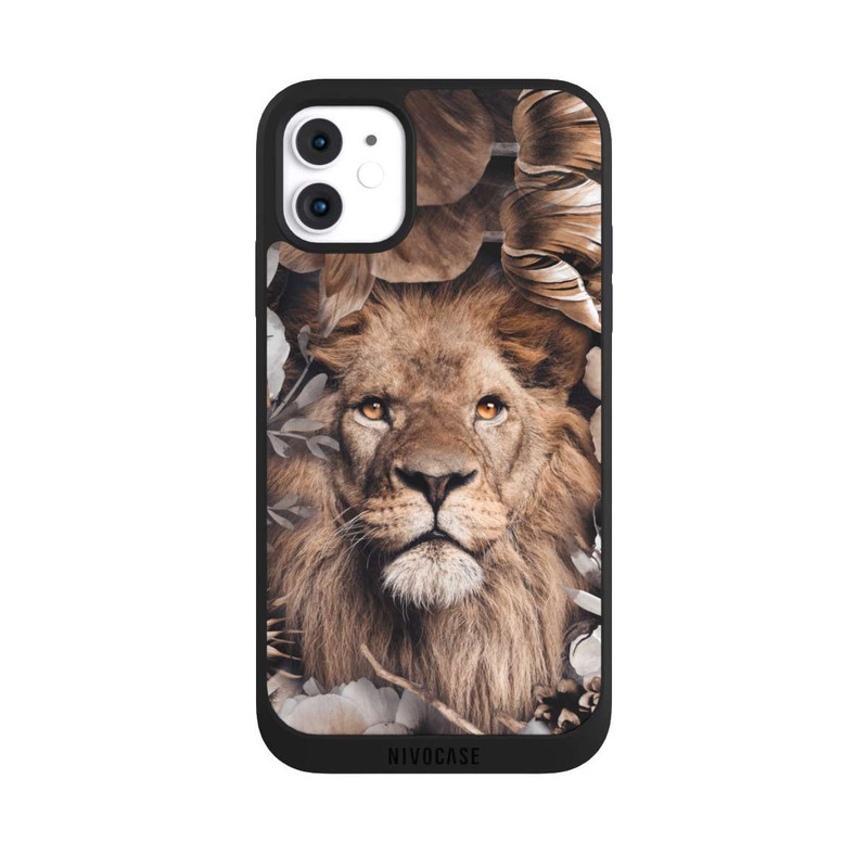 iPhone 11 NIVOpure Löwe Blumenrahmen Beige