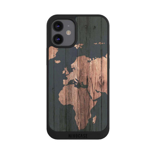 Apple iPhone 12 mini NIVOpure Carte du Monde Effet bois