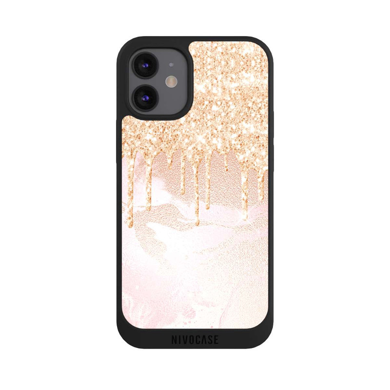 iPhone 12 mini NIVOpure  Roségoldener Glitzer Tropfen Look
