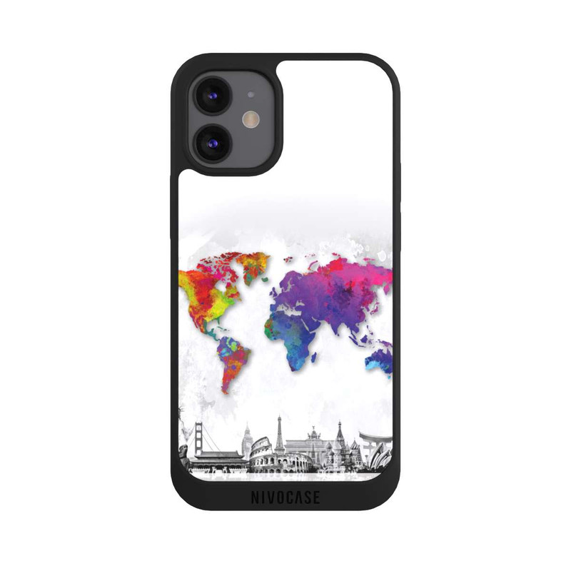 iPhone 12 mini NIVOpure Weltkarte mit Skyline