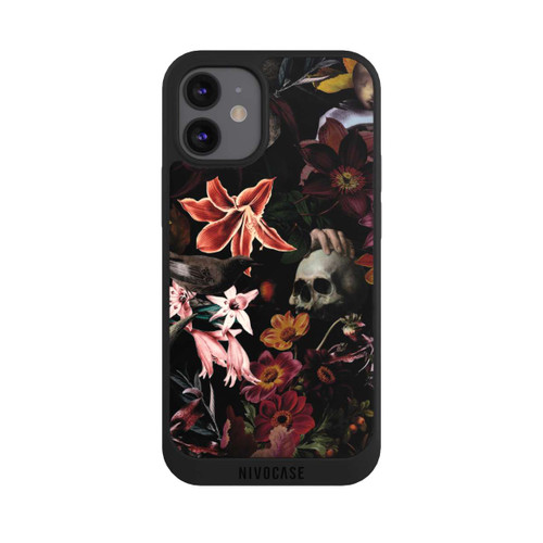 Apple iPhone 12 mini NIVOpure Totenköpfe und Blumen auf dunklem Hintergrund