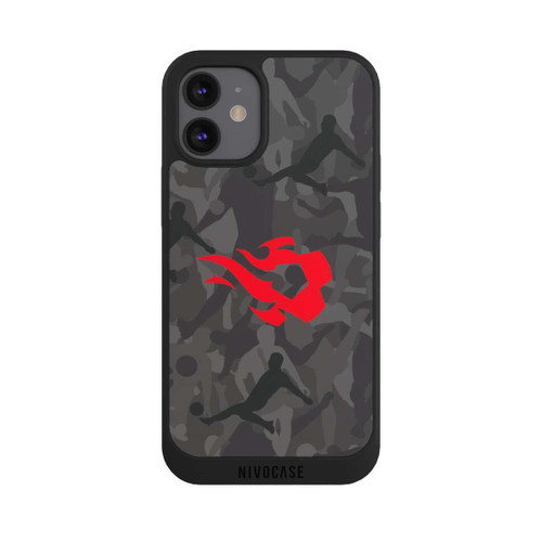 Apple iPhone 12 mini NIVOpure Belgisch Rot Flammen Camouflage Grau