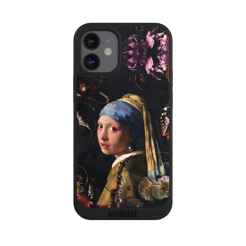 iPhone 12 mini NIVOpure Mädchen mit Perlenohrringen und Rosen