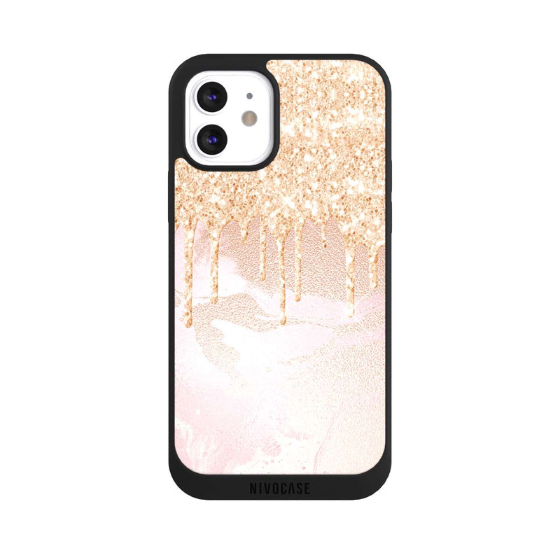 iPhone 12 NIVOpure  Roségoldener Glitzer Tropfen Look