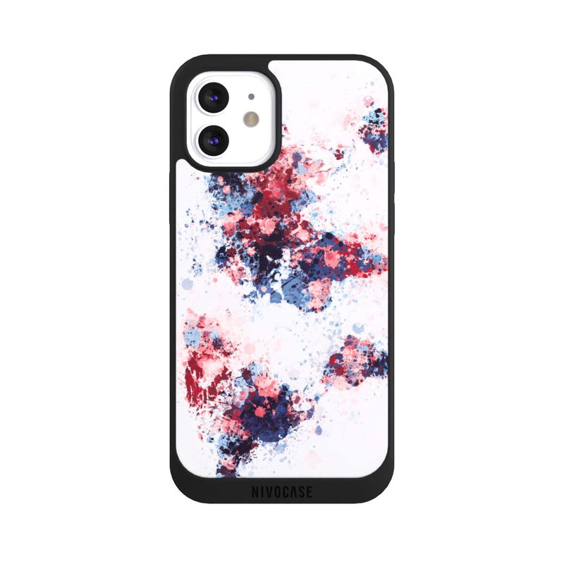 iPhone 12 NIVOpure World Map Paint Splashes Blue Red