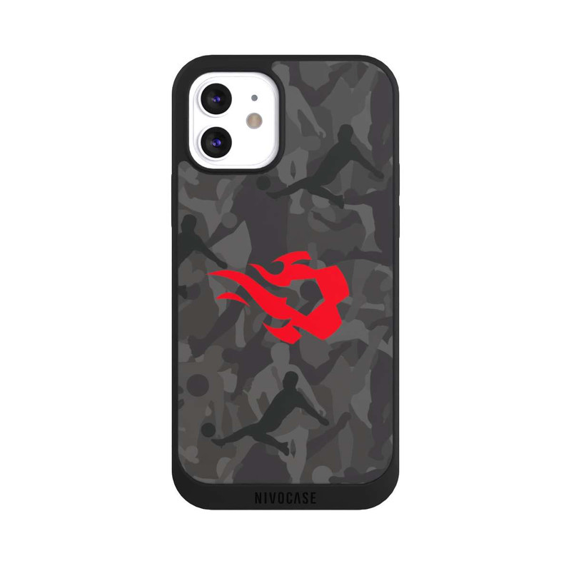 iPhone 12 NIVOpure Belgian Red Flames Camouflage Grey
