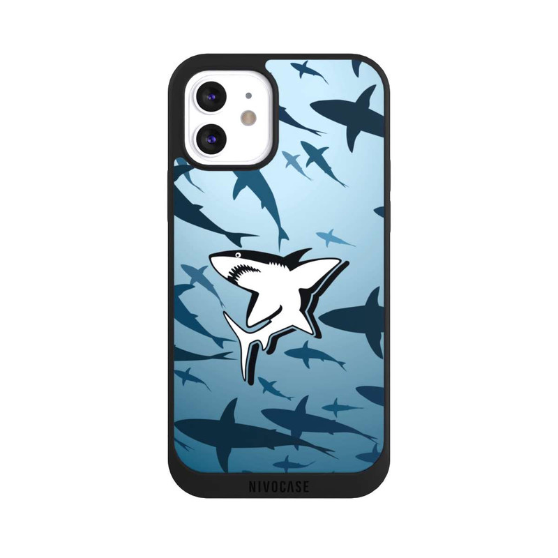 iPhone 12 NIVOpure Haie Muster Blau