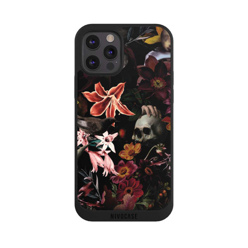 Apple iPhone 12 Pro NIVOpure Totenköpfe und Blumen auf dunklem Hintergrund