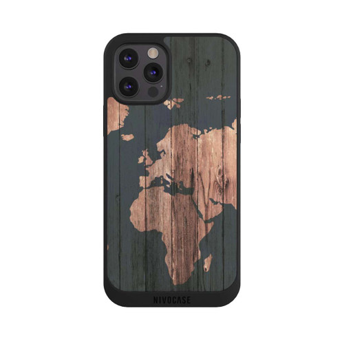Apple iPhone 12 Pro Max NIVOpure Carte du Monde Effet bois