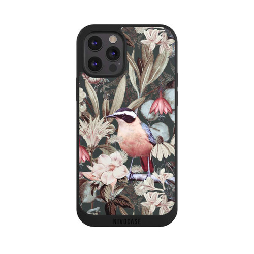 Apple iPhone 12 Pro Max NIVOpure Orangefarbener Vogel im Vintage Blumenmuster