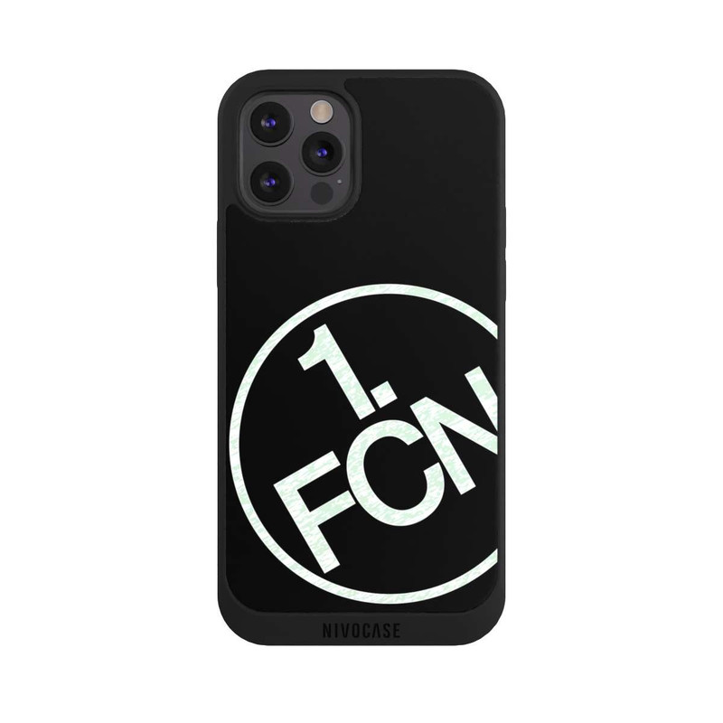iPhone 12 Pro Max NIVOpure FCN Logo in Weiß Texture Hintergrund Schwarz