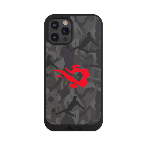 Apple iPhone 12 Pro Max NIVOpure Belgique Red Flames Camouflage Gris