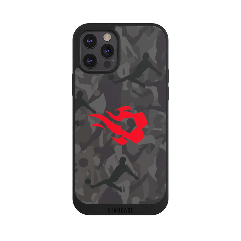 iPhone 12 Pro Max NIVOpure Belgique Red Flames Camouflage Gris
