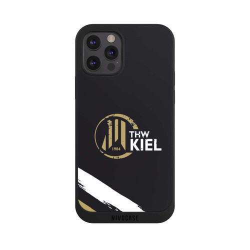 Apple iPhone 12 Pro Max NIVOpure THW Kiel Logo und Streifen Gold