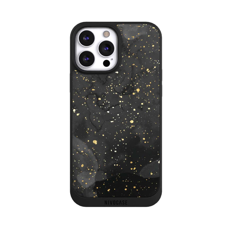 iPhone 13 Pro Max NIVOpure Glitzernder Marmor-Schwarz-Gold-Look